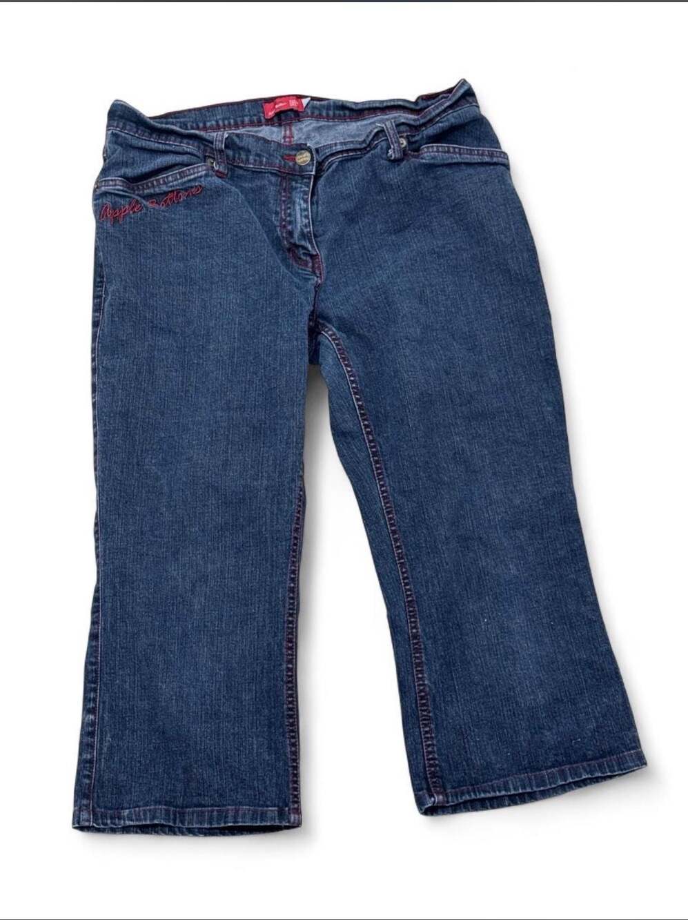 VNTG Y2K Apple Bottoms Dark Wash Denim Capri Jeans Size 10